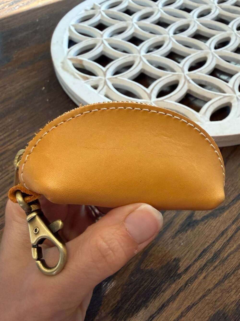 Portland Leather Goods Honey Leather Taco Purse Keychain Coin Purse